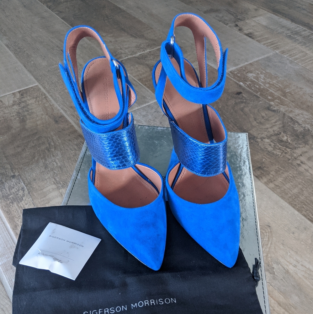 Sigerson Morrison Blue Brielle2 Pointed Pumps